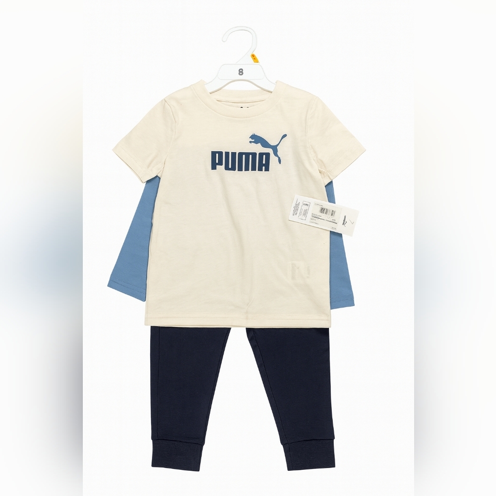 D7 - Puma Kids 3 Piece Jogger Set - Cream and Navy